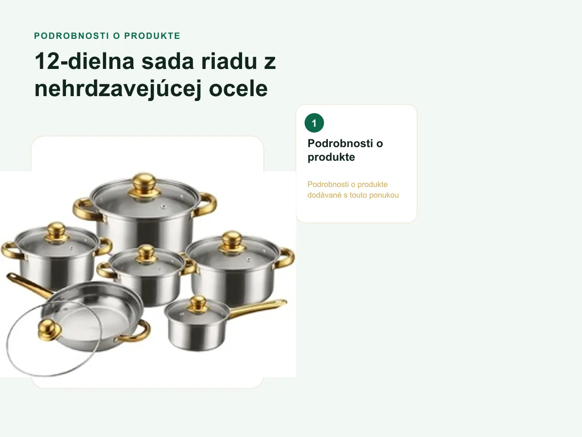 Podrobnosti o produkte: 12-dielna sada riadu z nehrdzavejúcej ocele