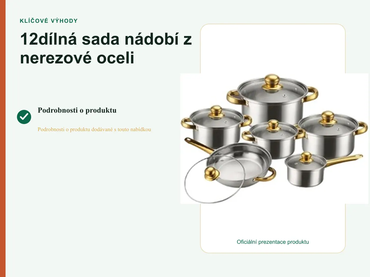 Klíčové výhody: 12dílná sada nádobí z nerezové oceli