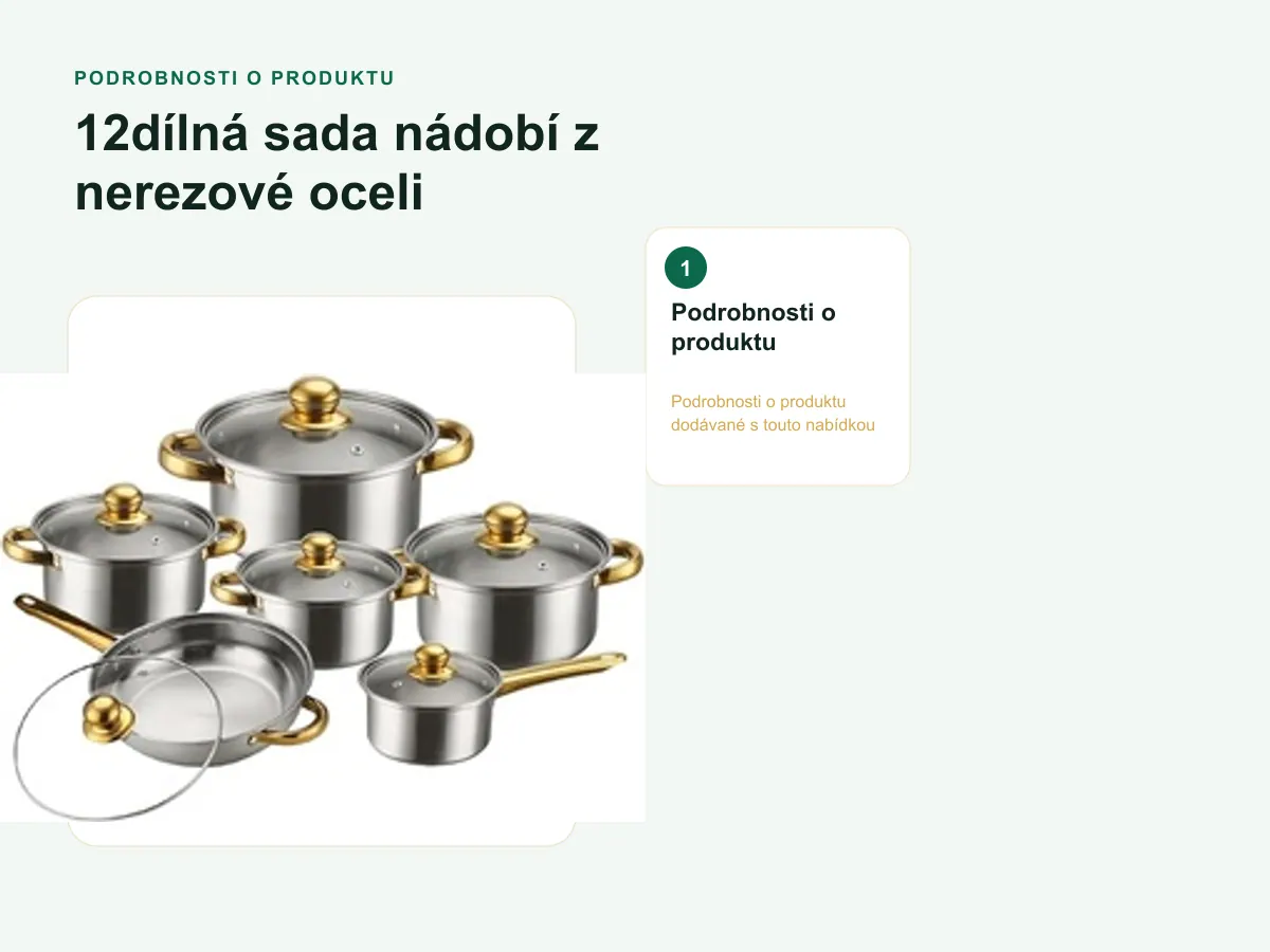 Podrobnosti o produktu: 12dílná sada nádobí z nerezové oceli