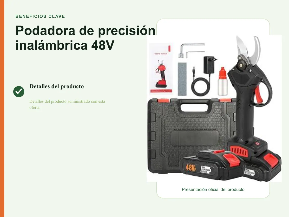 Beneficios clave: Podadora de precisión inalámbrica 48V