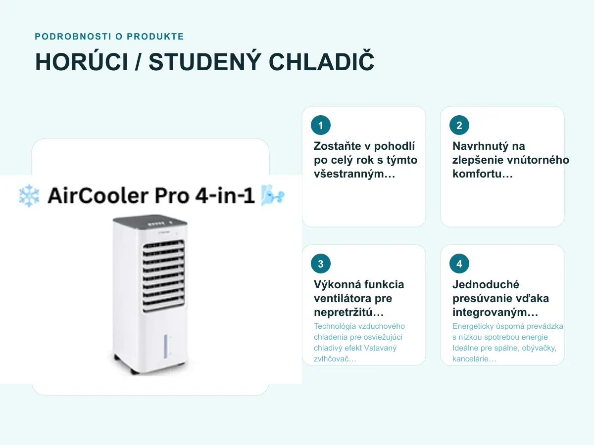 Podrobnosti o produkte: HORÚCI / STUDENÝ CHLADIČ