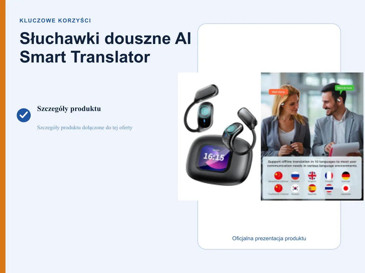 Kluczowe korzyści: Słuchawki douszne AI Smart Translator