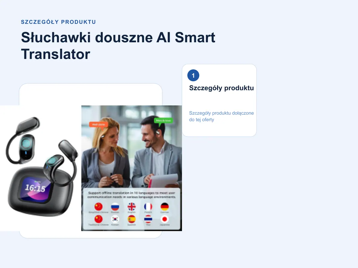 Szczegóły produktu: Słuchawki douszne AI Smart Translator