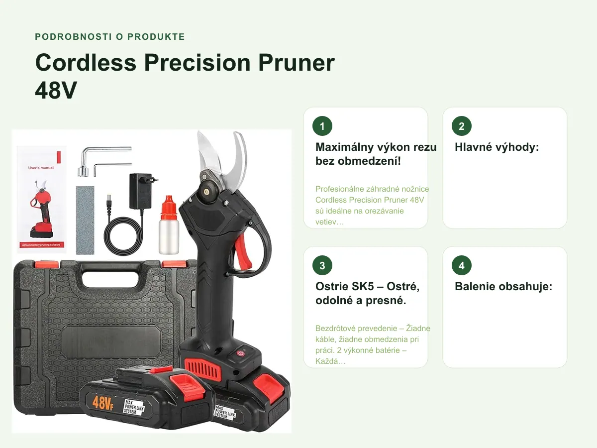Podrobnosti o produkte: Cordless Precision Pruner 48V