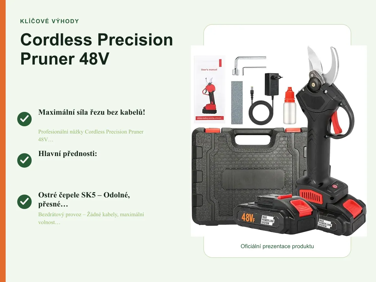 Klíčové výhody: Cordless Precision Pruner 48V