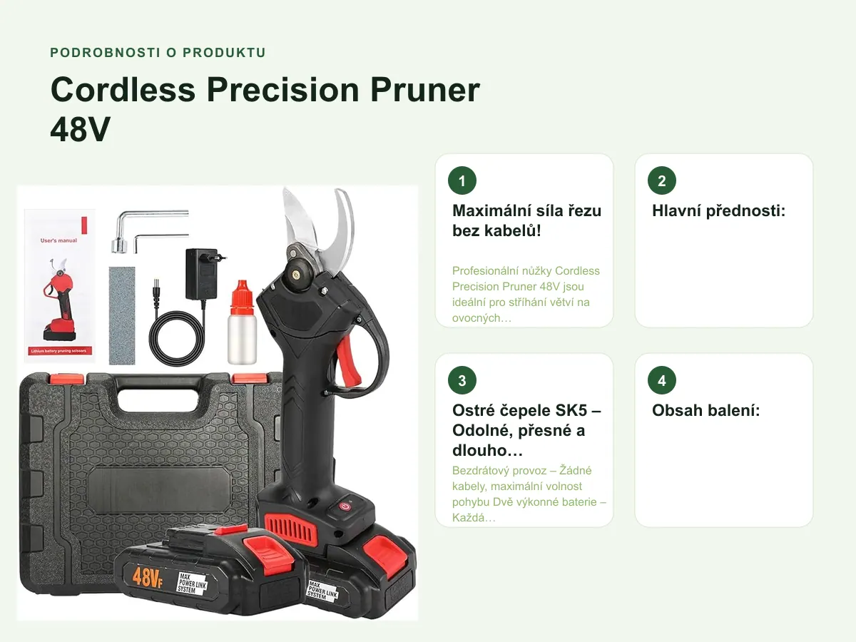 Podrobnosti o produktu: Cordless Precision Pruner 48V