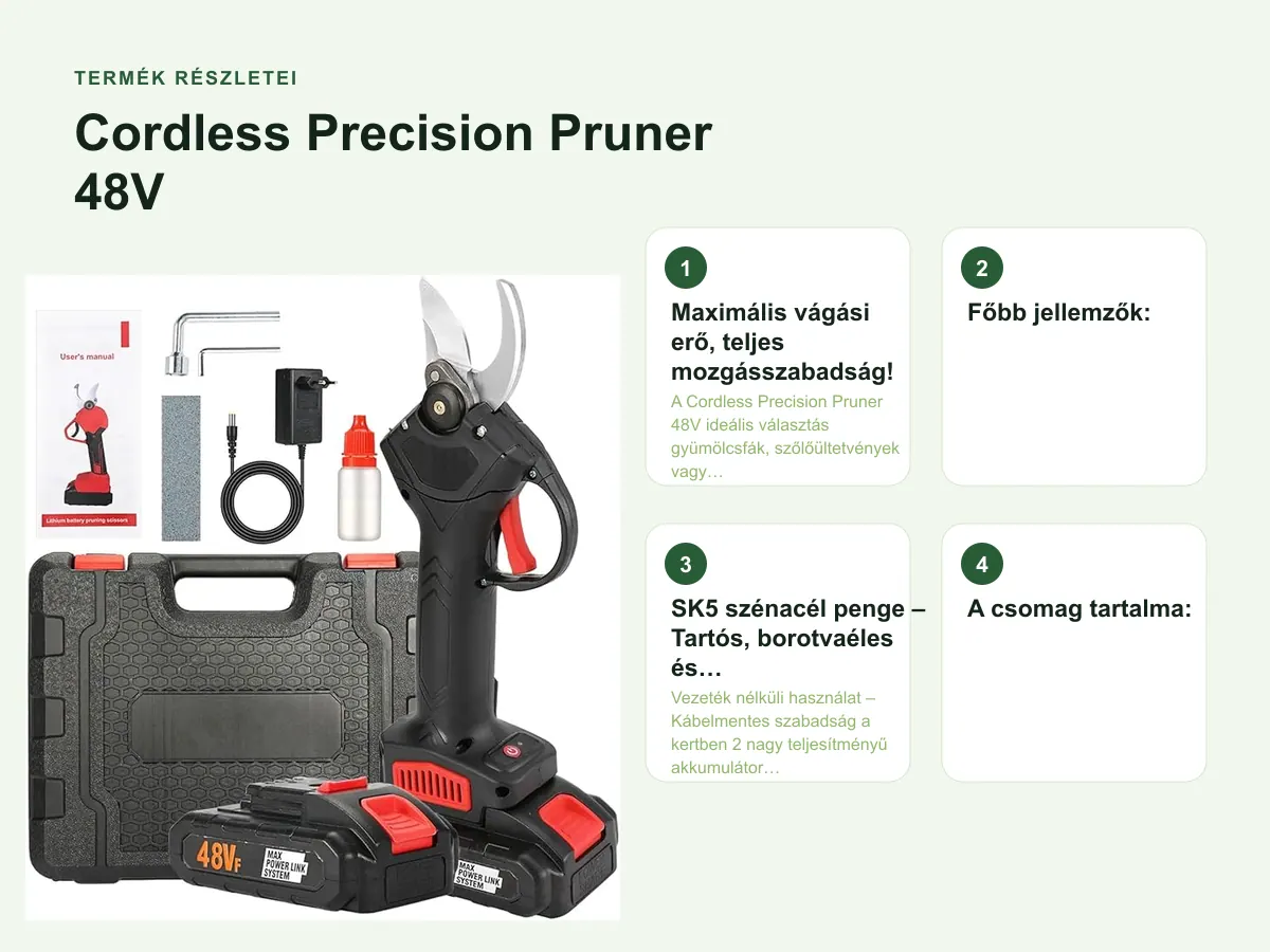 Termék részletei: Cordless Precision Pruner 48V