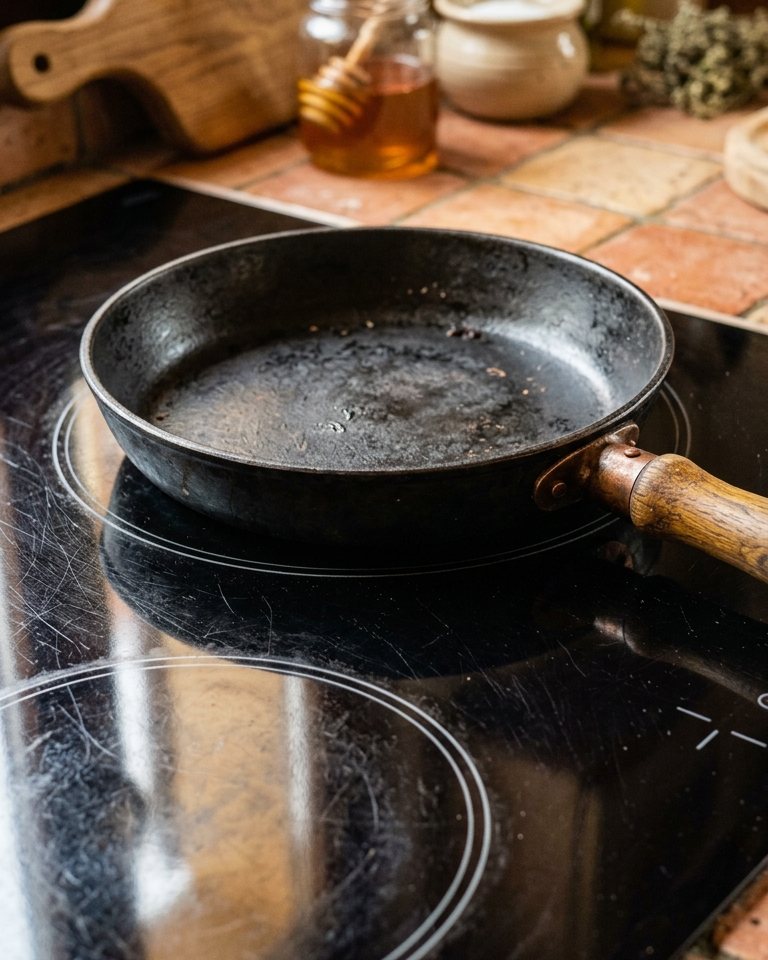 Fondo della padella su piano a induzione, compatibile con tutti i piani cottura