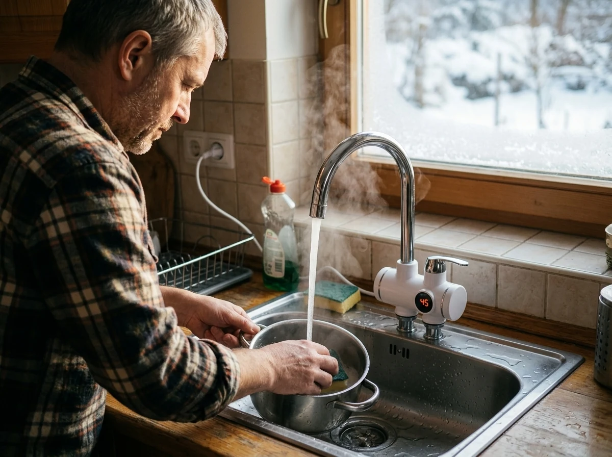 Kohoutek s ohřevem vody: pár vteřin
