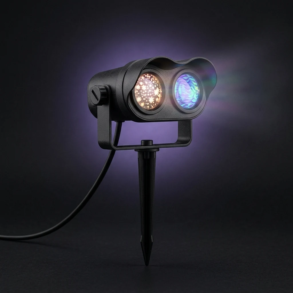 Sváteční LED projektor: kolík nebo podstavec