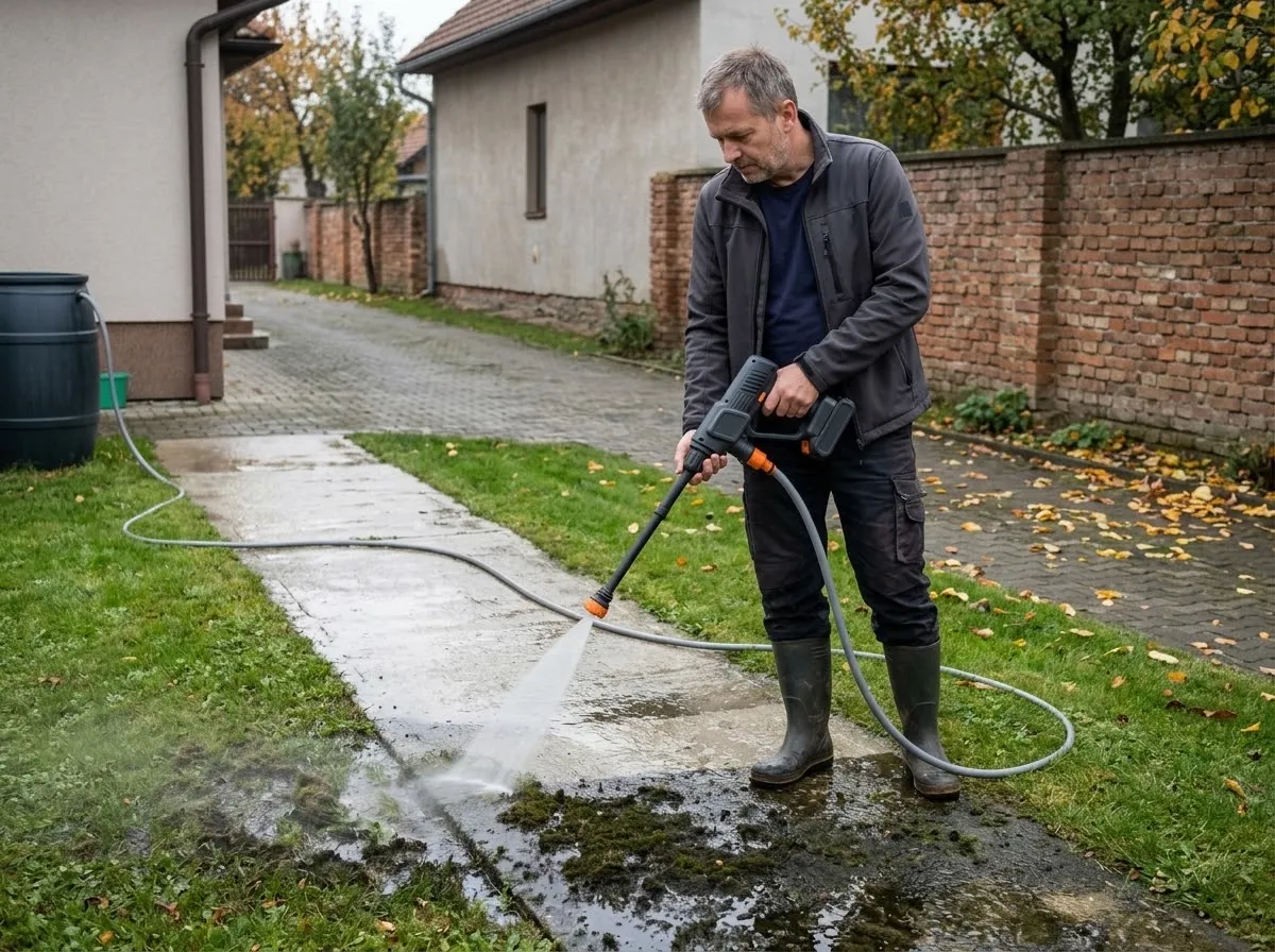Zelená dlažba na terase