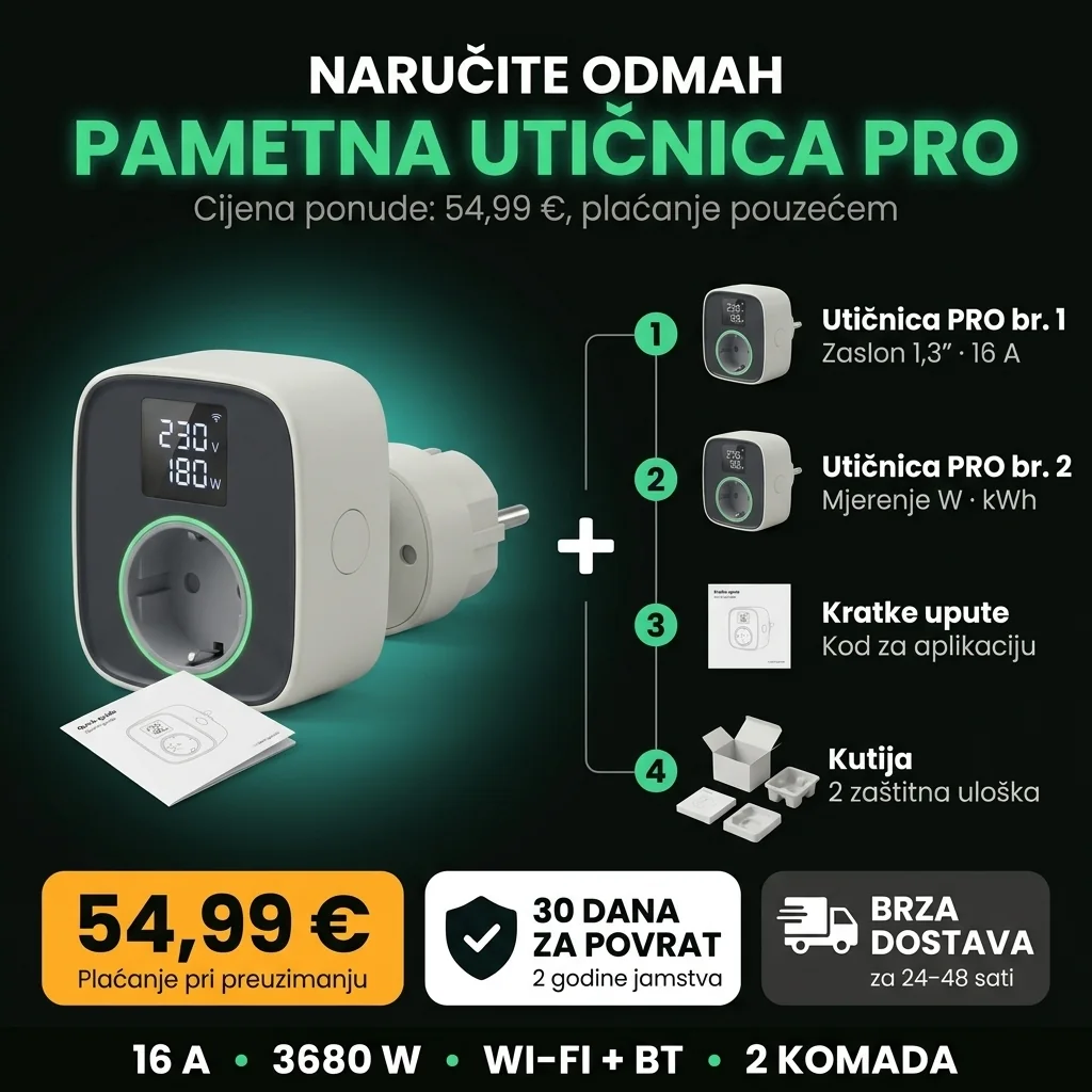 Ponuda: dvije pametne utičnice PRO sa zaslonom, plaćanje pri preuzimanju