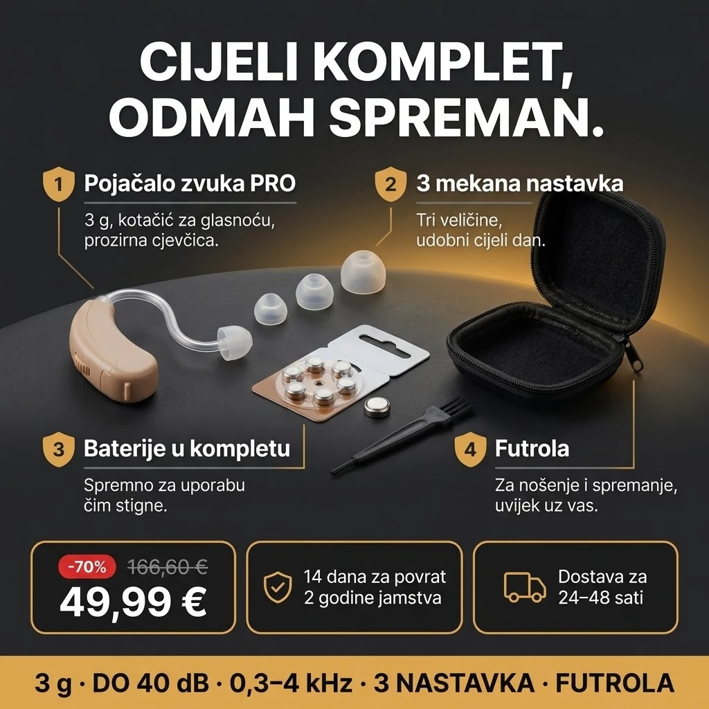 Ponuda Pojačalo zvuka PRO: pojačalo, 3 nastavka, baterije i futrola, plaćanje pouzećem