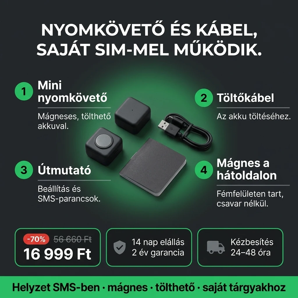 Mini mágneses nyomkövető – ajánlat: mini mágneses nyomkövető töltőkábellel, 56 660 Ft helyett 16 999 Ft, fizetés átvételkor