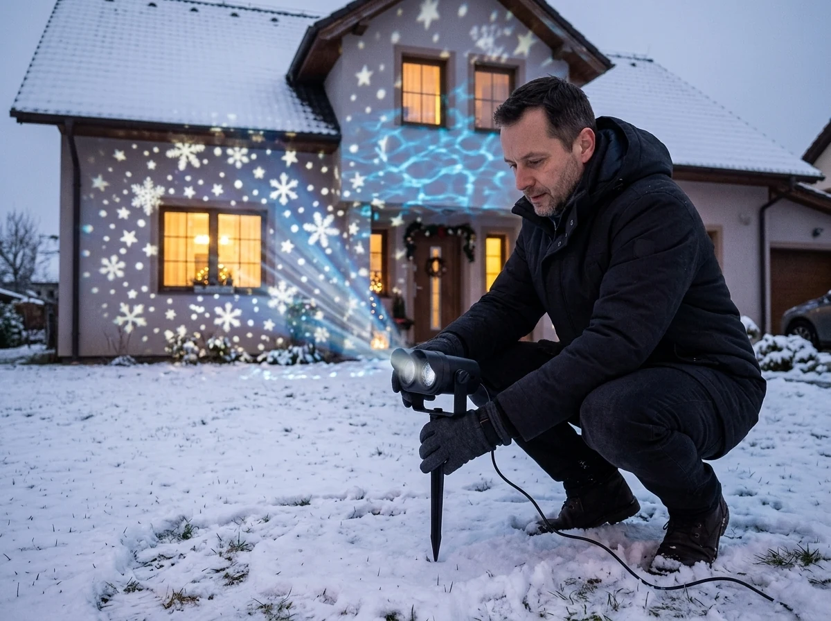Ünnepi LED projektor: minta és hullám