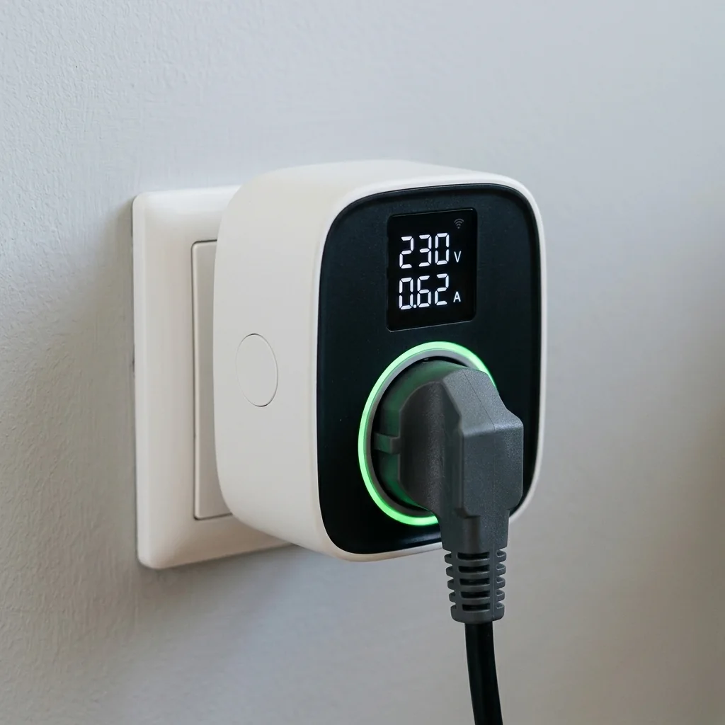 Wyświetlacz gniazdka z odczytem 230 V, 0,62 A i 142 W