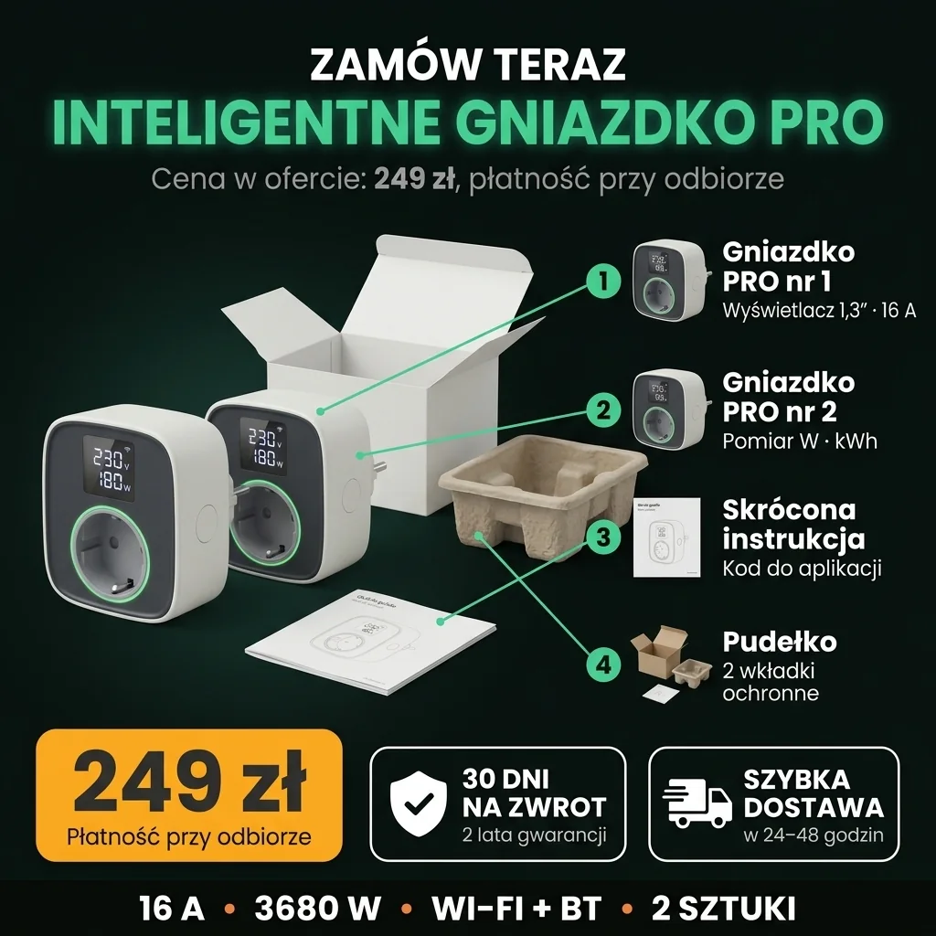 Oferta: dwa inteligentne gniazdka PRO z wyświetlaczem, płatność przy odbiorze
