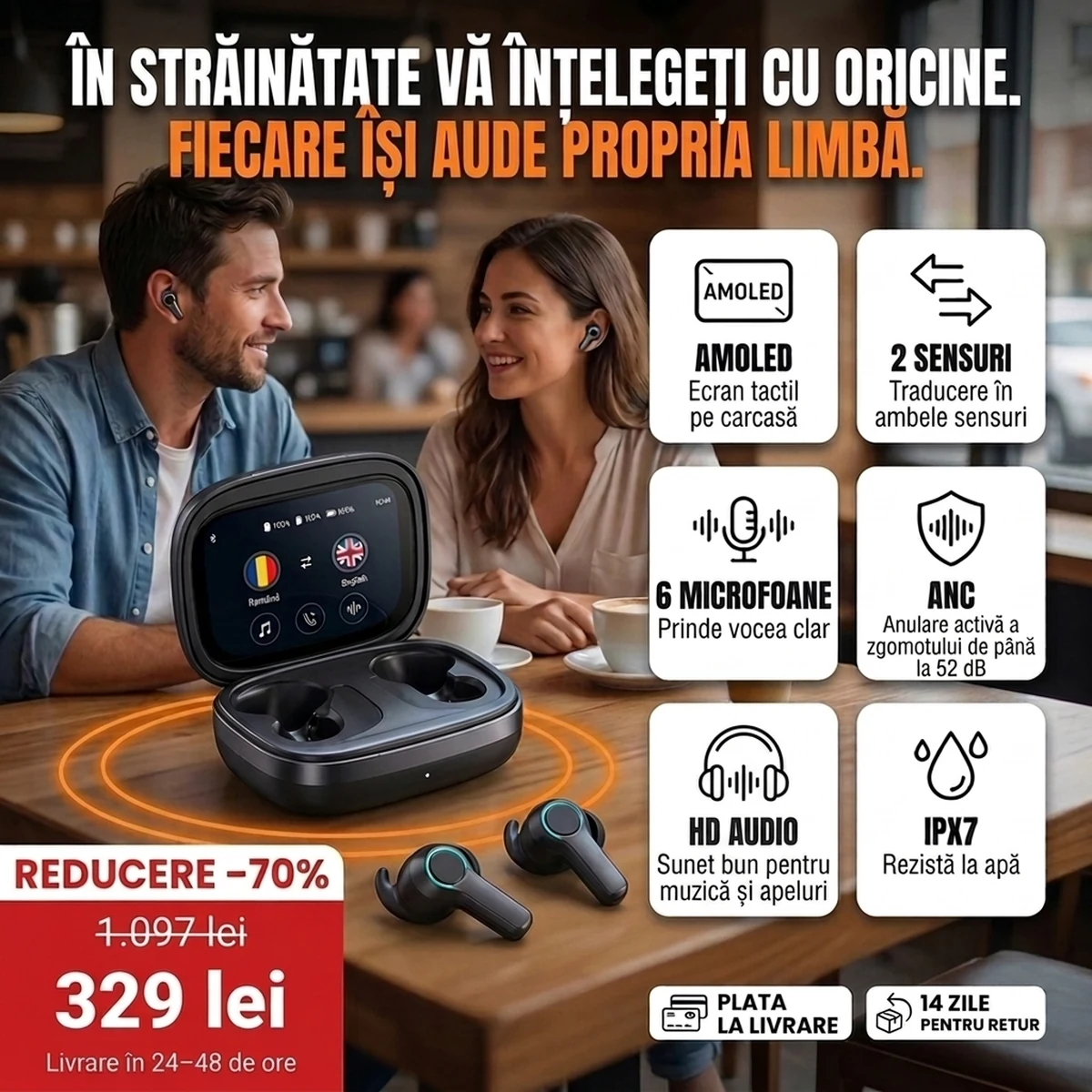 Căști cu traducere PRO: caracteristicile principale pe carduri și prețul promoțional