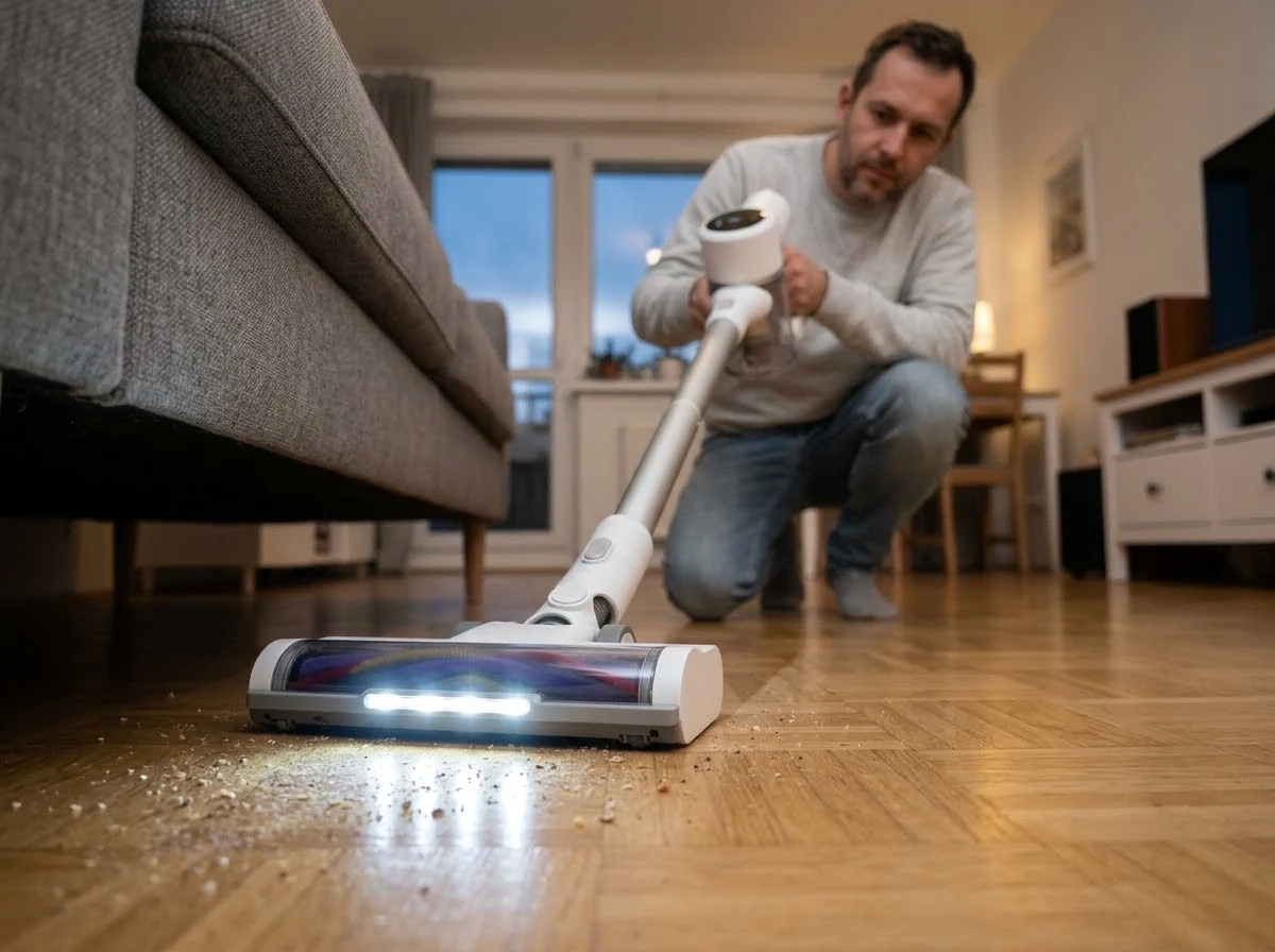 Aspirator vertical LED: perie luminată