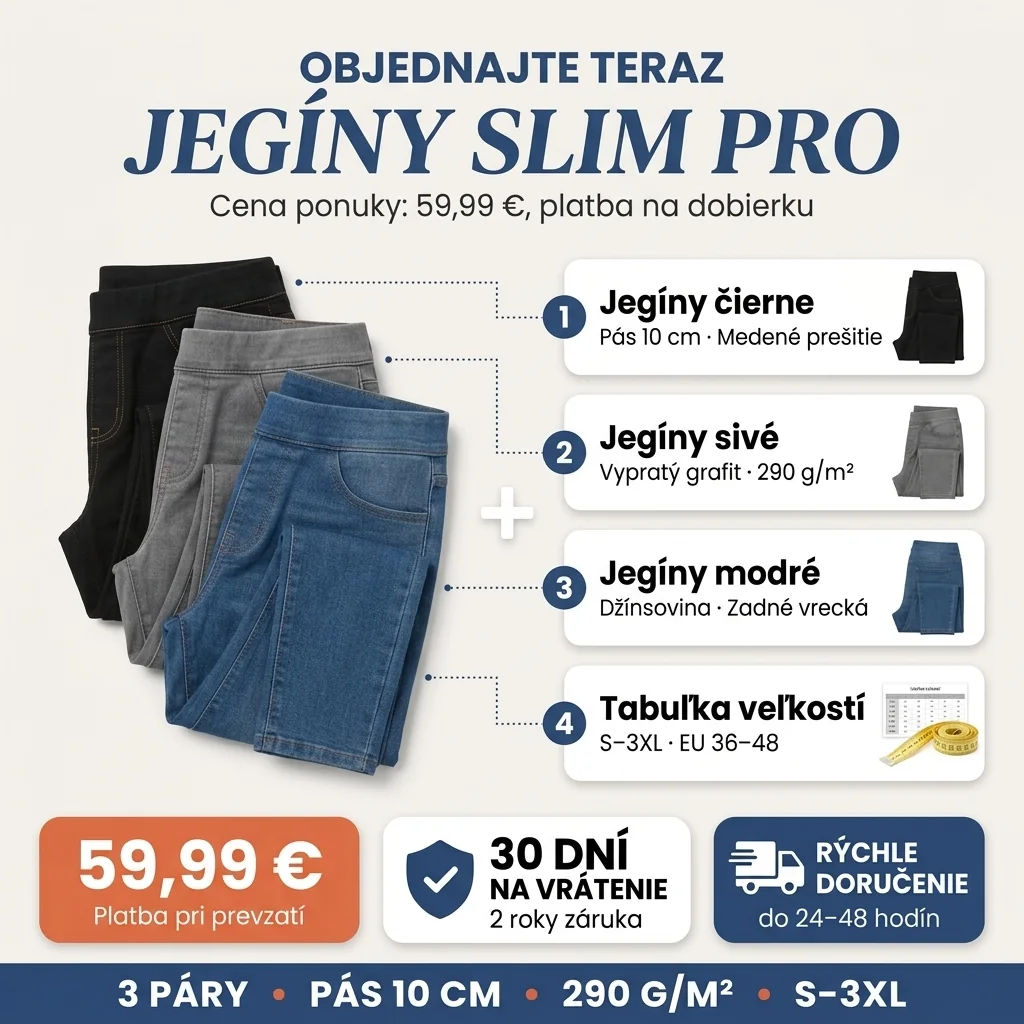 Ponuka jegín slim PRO: 3 páry, čierne, sivé a modré, platba pri prevzatí